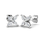 Marquise diamond flower stud earrings