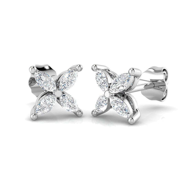 Marquise diamond flower stud earrings
