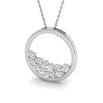 Mixed cut diamond circle pendant necklace