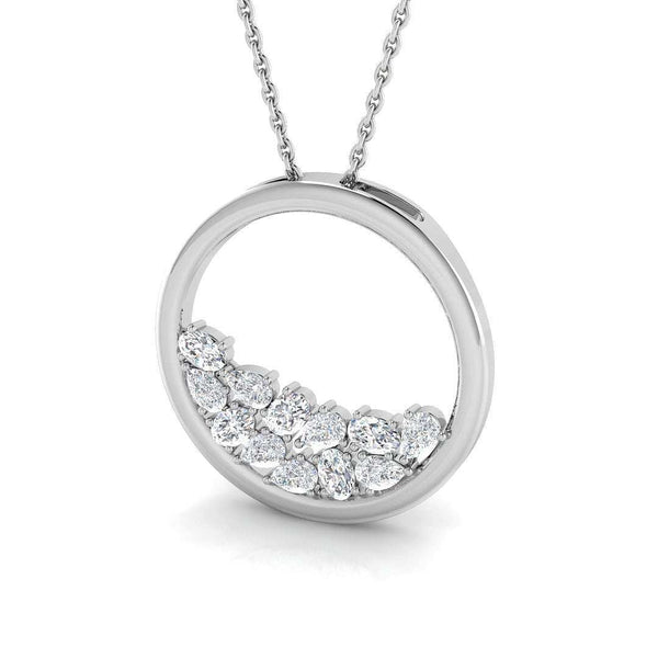 Mixed cut diamond circle pendant necklace