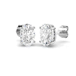 Oval cut diamond stud solitaire earrings, Minimal oval diamond earrings for women