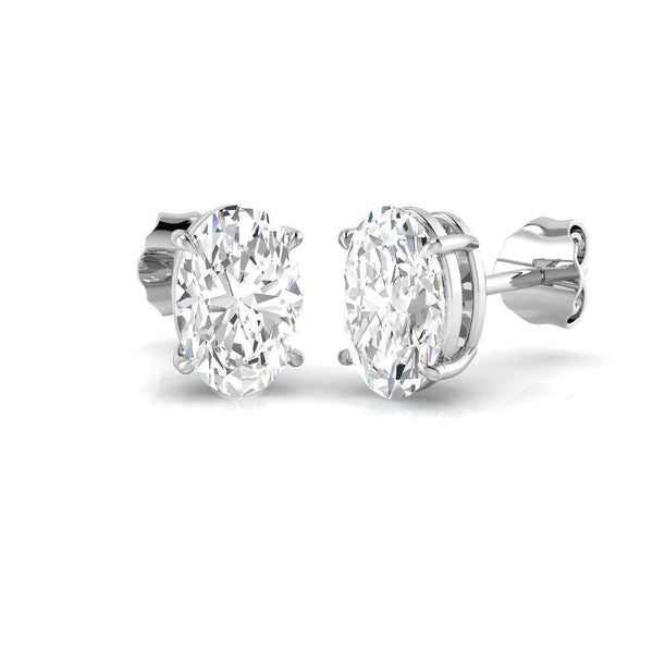 Oval cut diamond stud solitaire earrings, Minimal oval diamond earrings for women