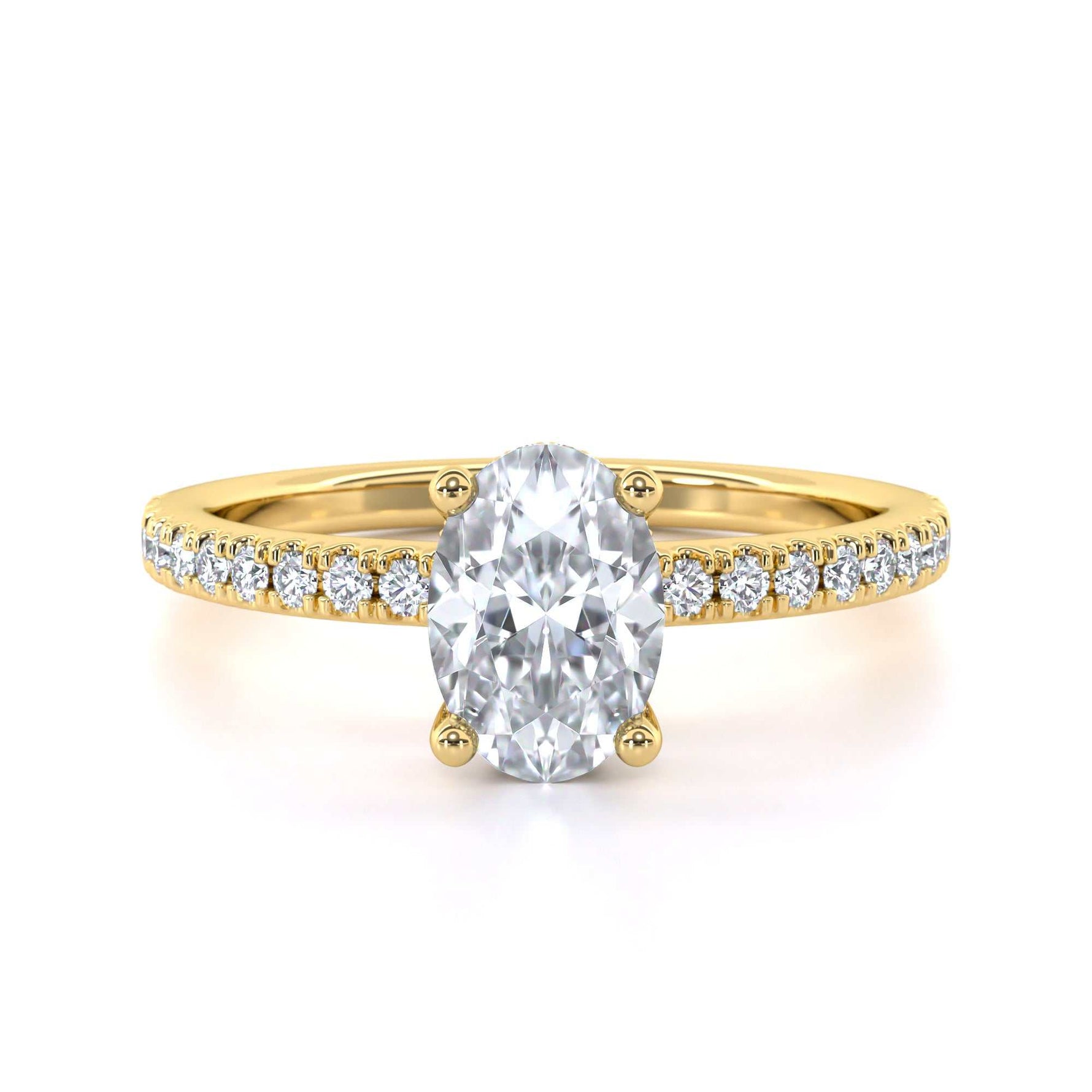 Oval hidden halo diamond engagement ring