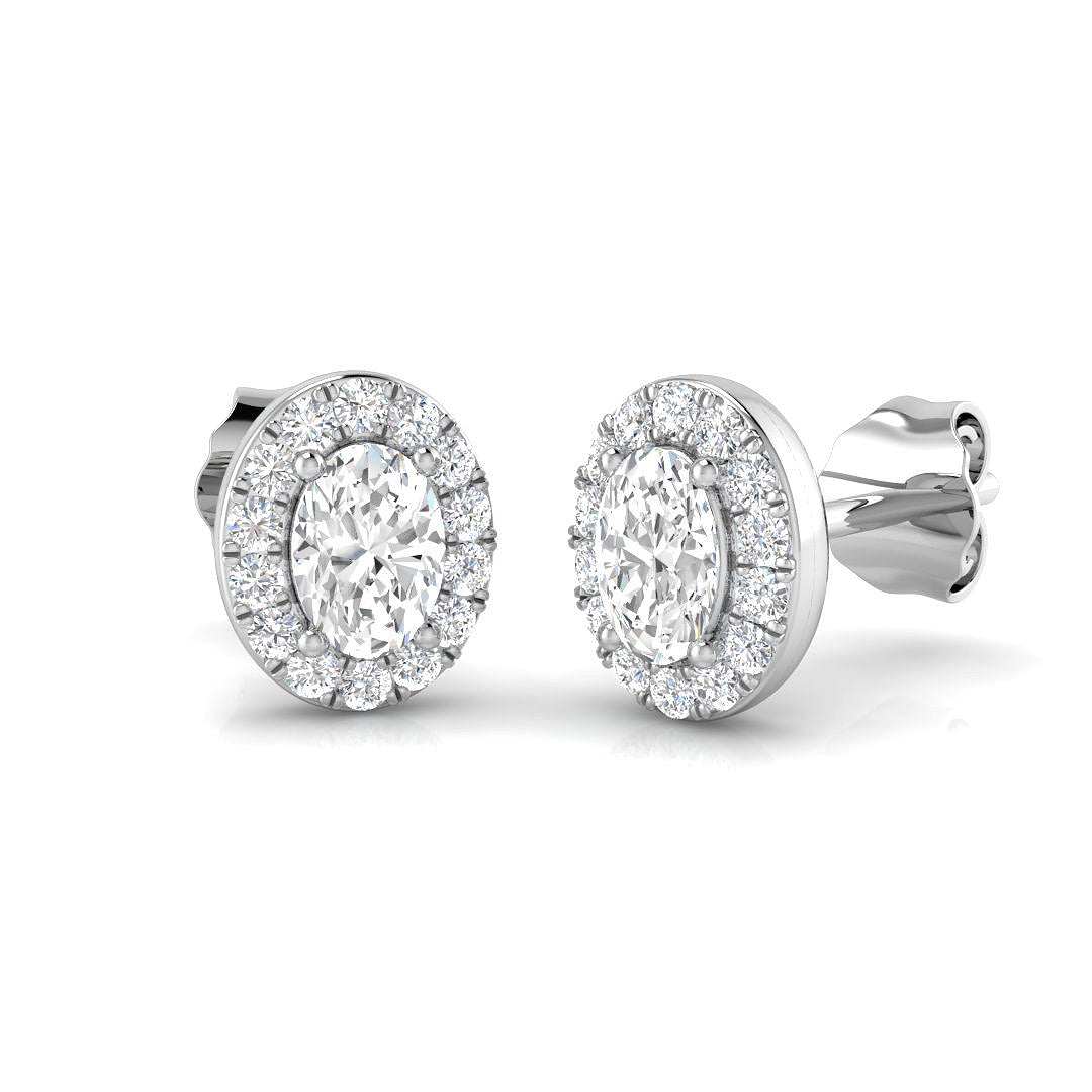 Oval cut diamond solitaire stud earrings