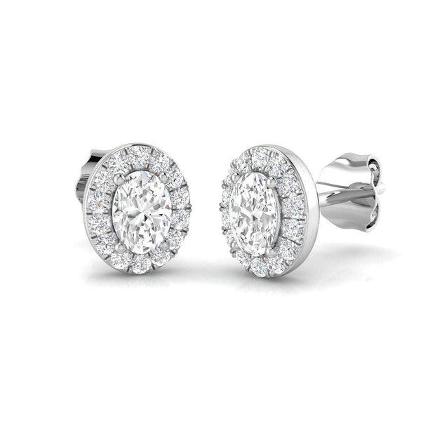 Oval cut diamond solitaire stud earrings