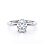 Oval hidden halo diamond engagement ring