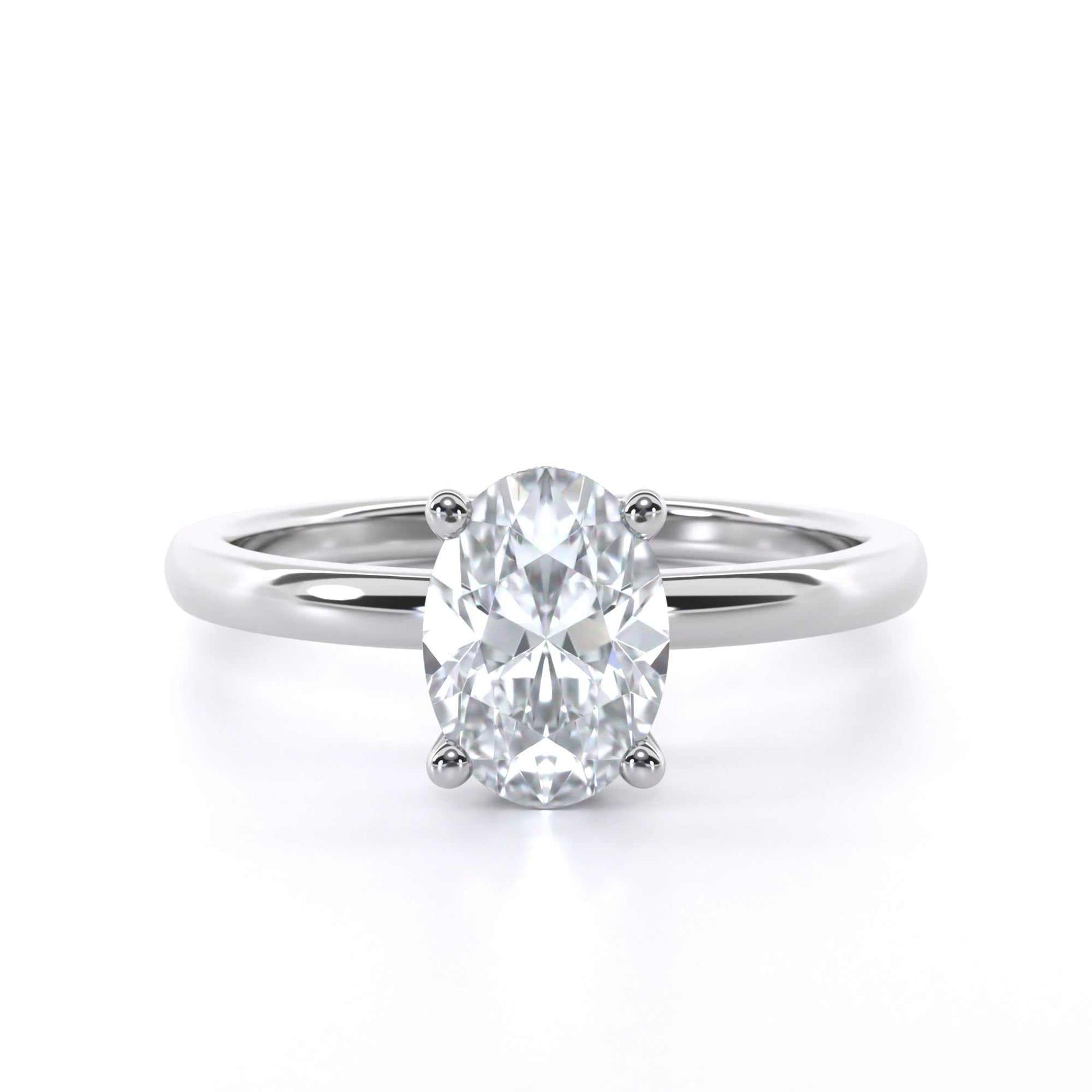 Oval hidden halo diamond engagement ring
