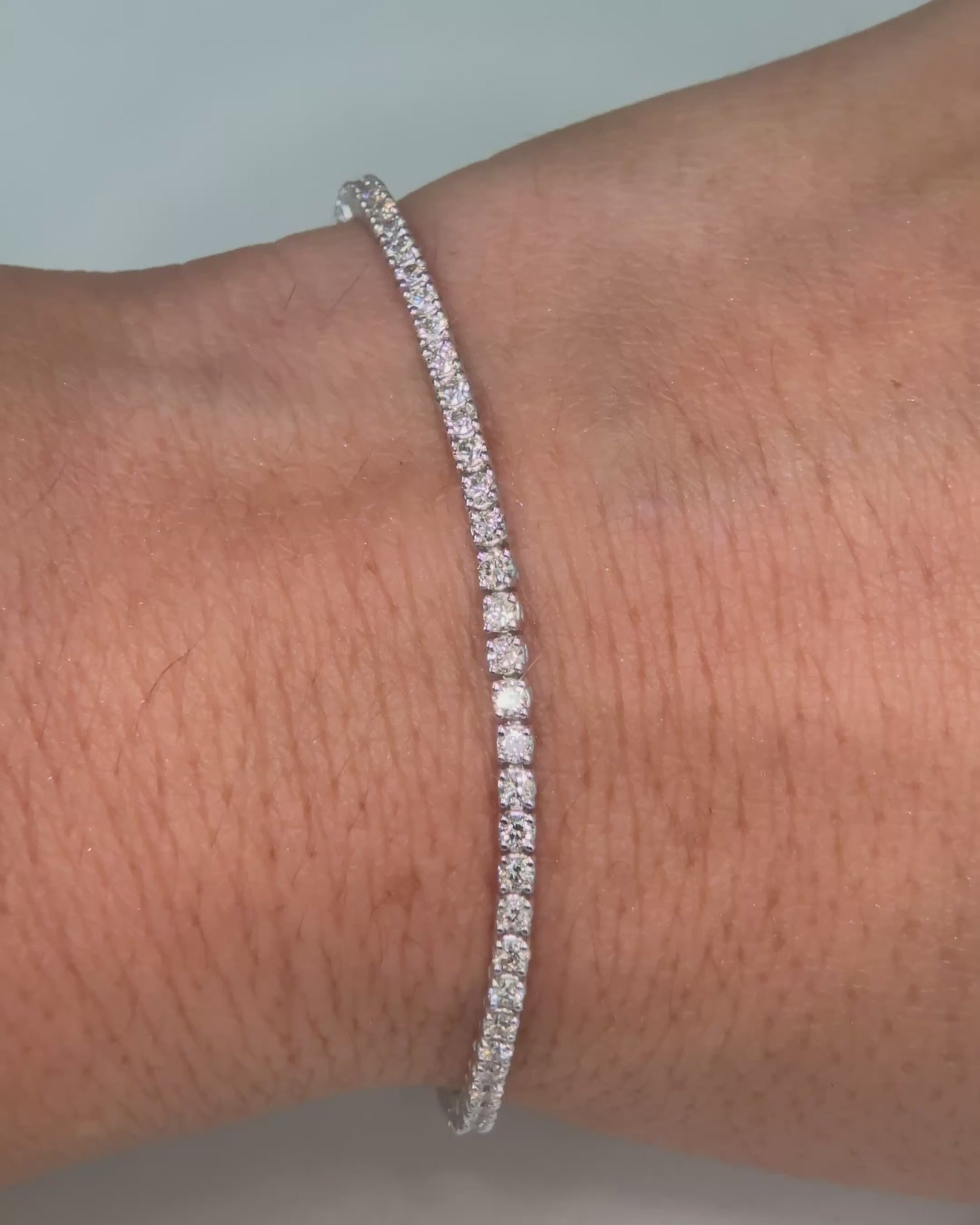 Platinum Round Brilliant Cut Diamond Tennis Bracelet