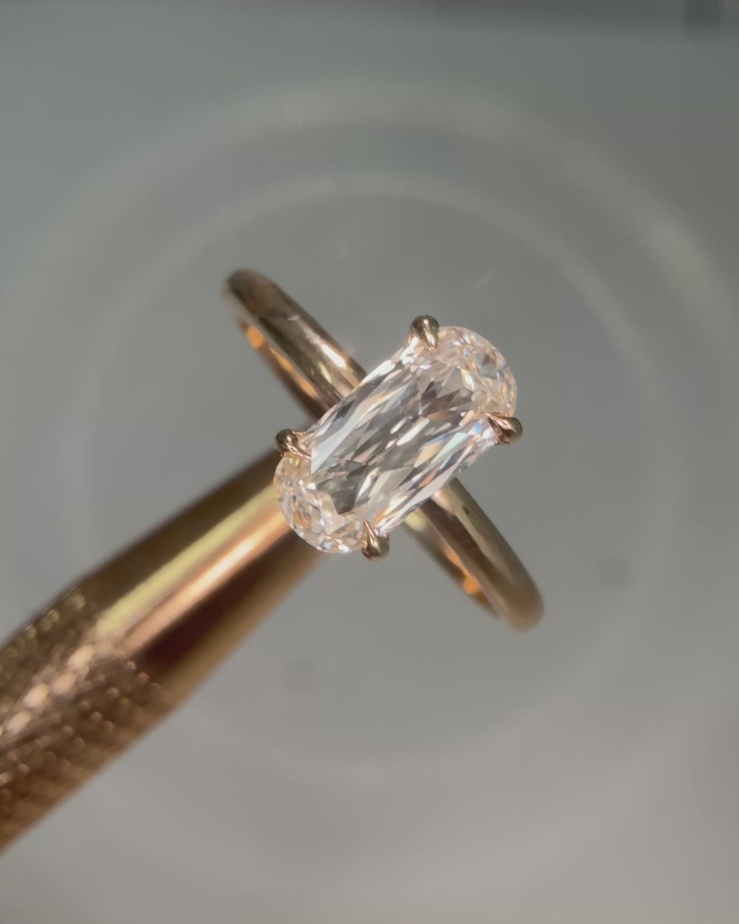Elongated Cushion Cut Diamond Collette Ring
