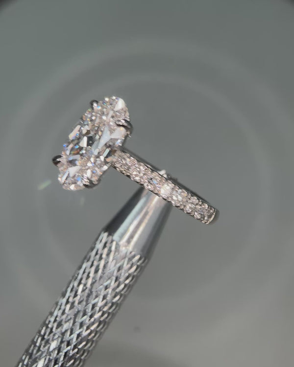 Lab grown moval cut diamond ring