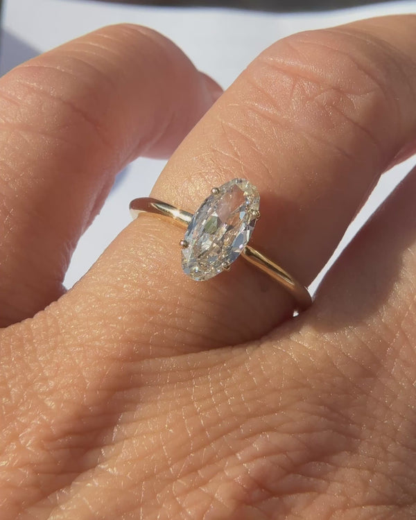 Moval Cut Diamond Solitaire Ring