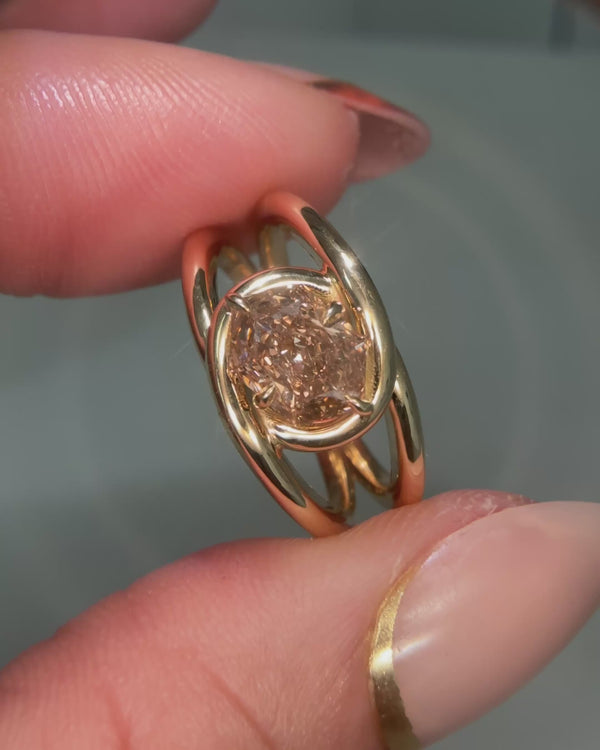 Fancy brown hexagon diamond engagement ring