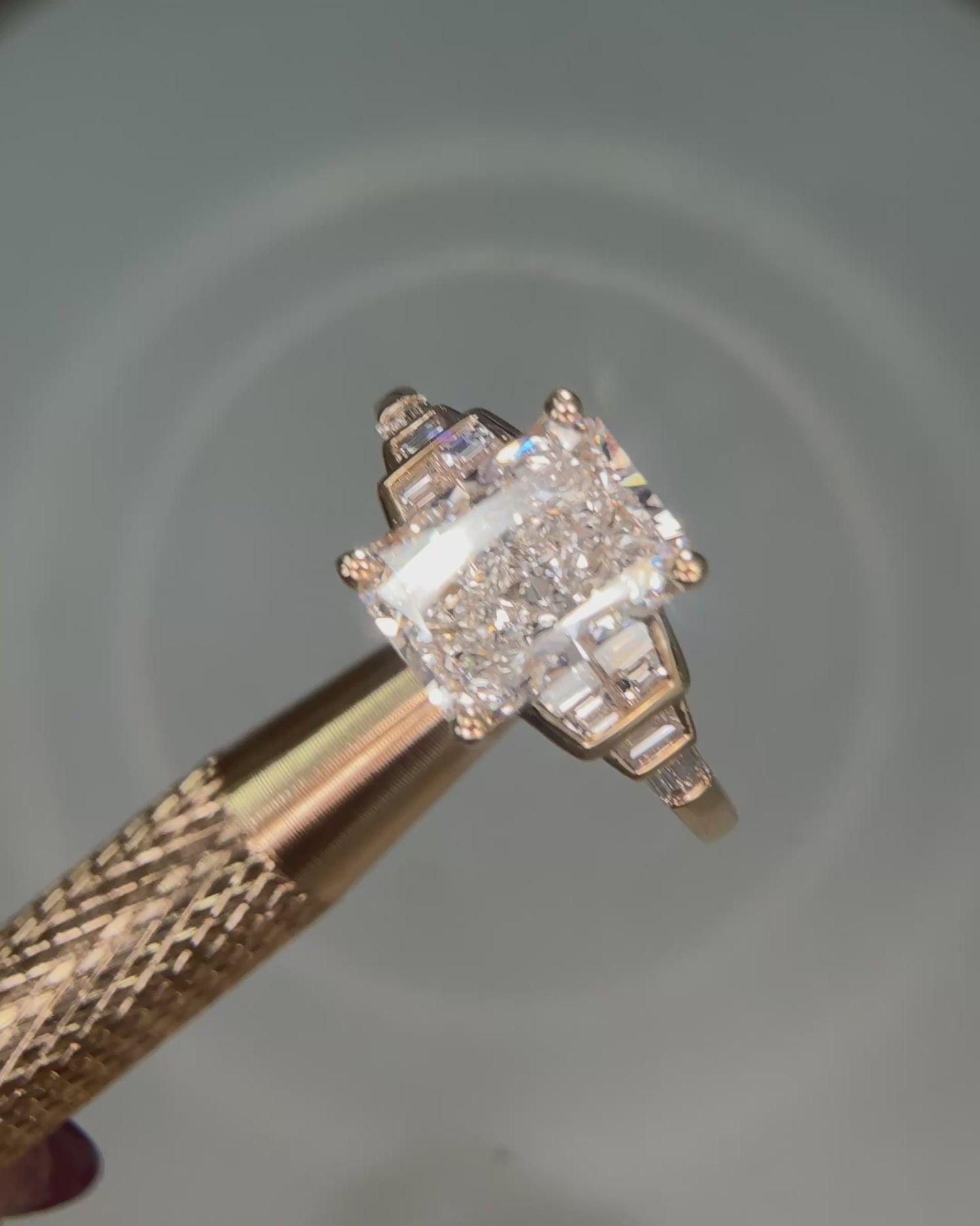 Labgrown  Radiant Cut Diamond Art Deco Step Down Ring