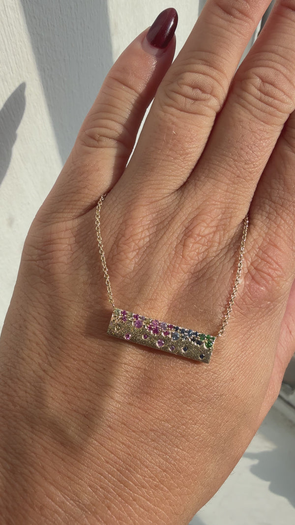 Multi Coloured Sapphire Disc Pendant