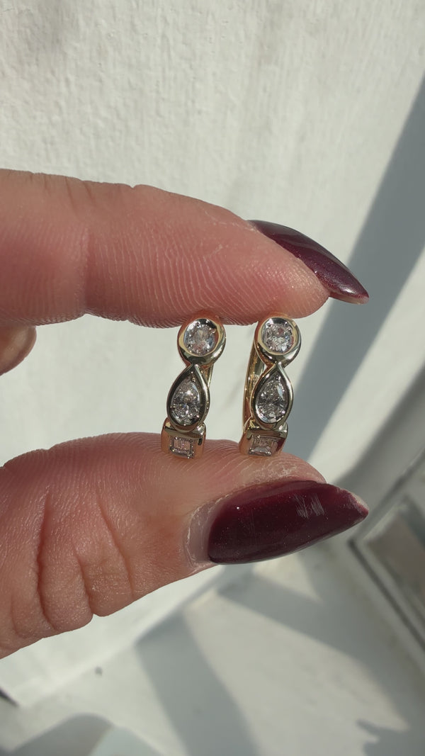 Mixed Cut Diamond Hoop Earrings