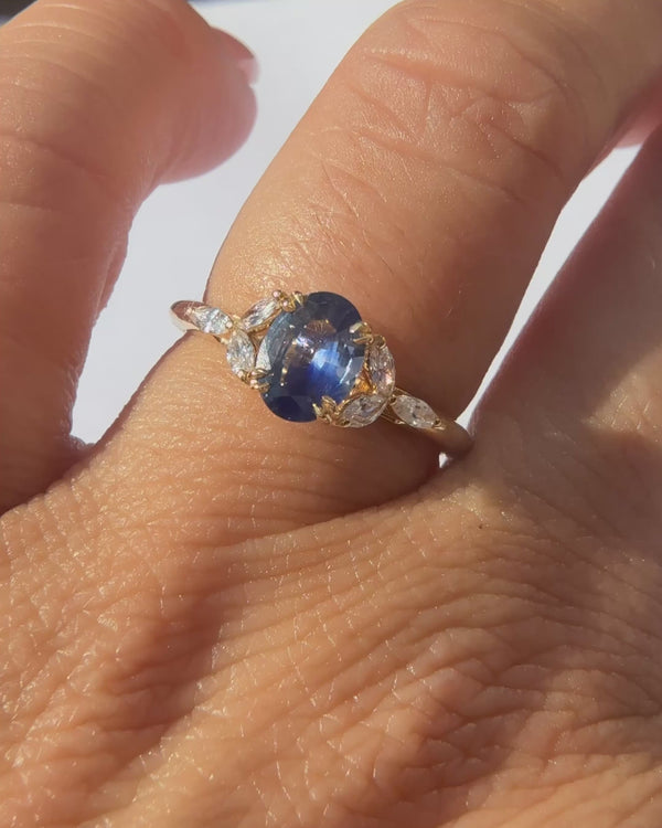 Oval Blue Sapphire Ivy Ring