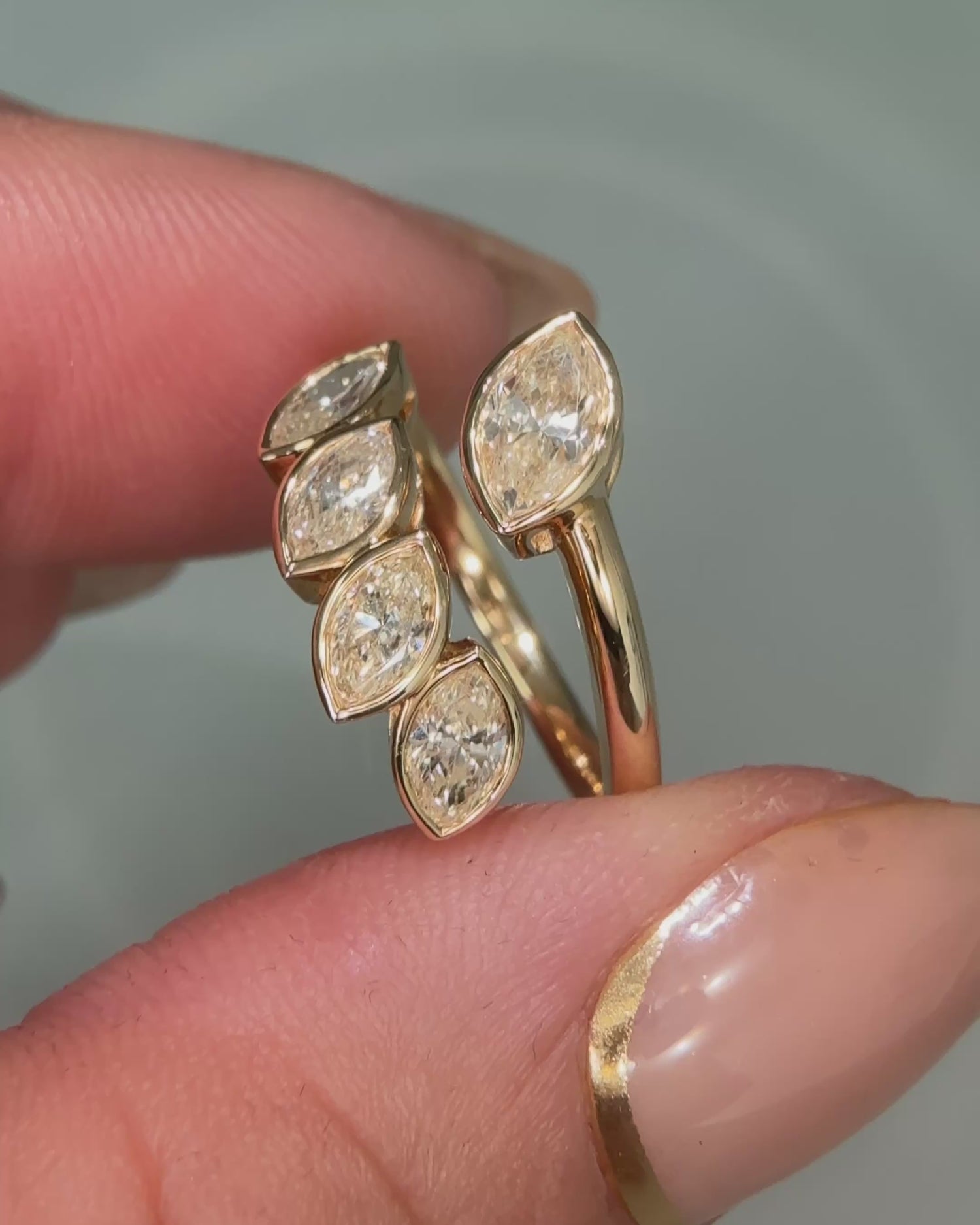 Marquise Cut Diamond Cross Over Wrap Ring