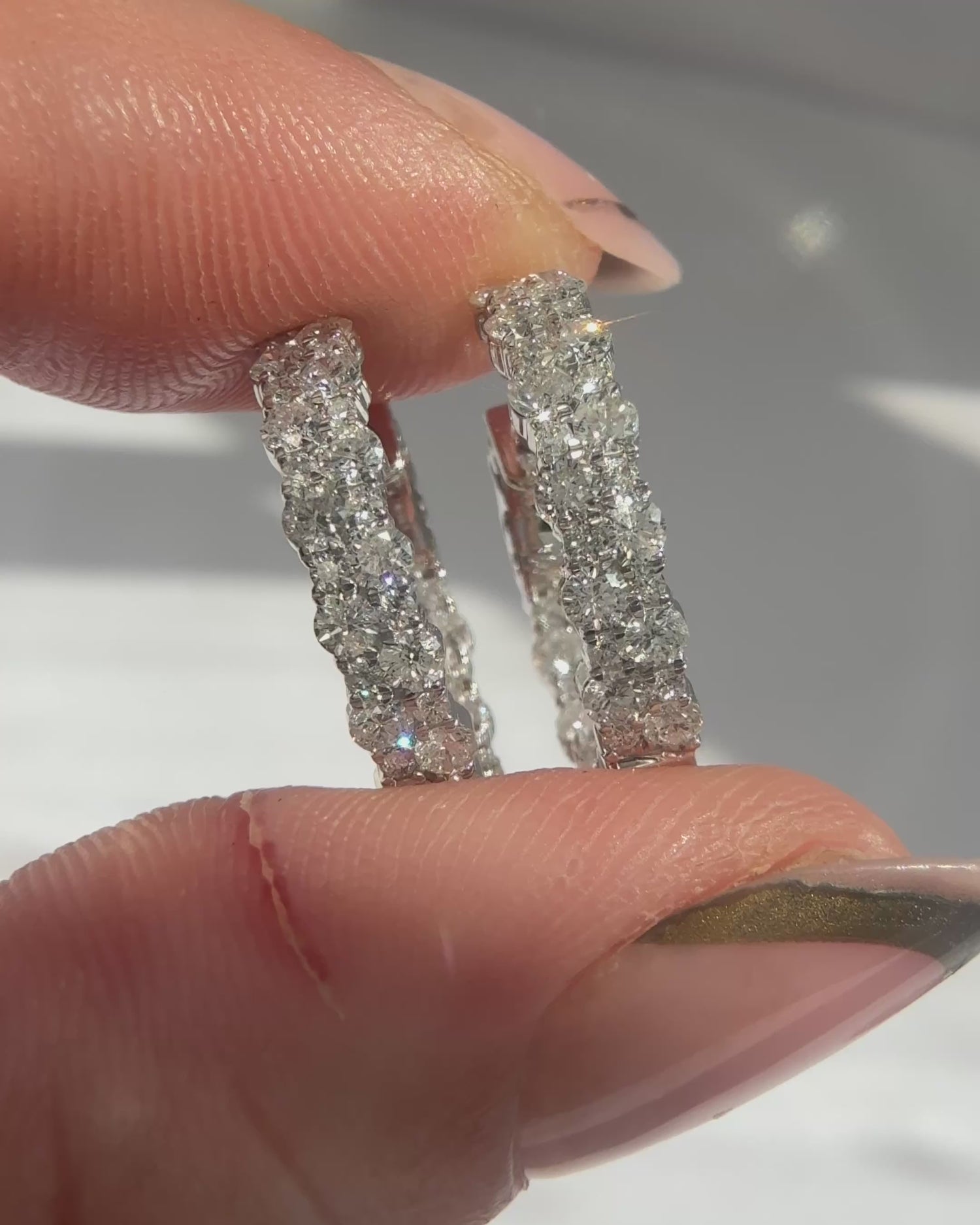 Round Brilliant Cut Diamond Hoop Earrings