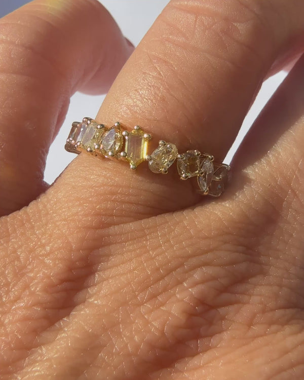 Mixed Cut Fancy Diamond Half Eternity Ring