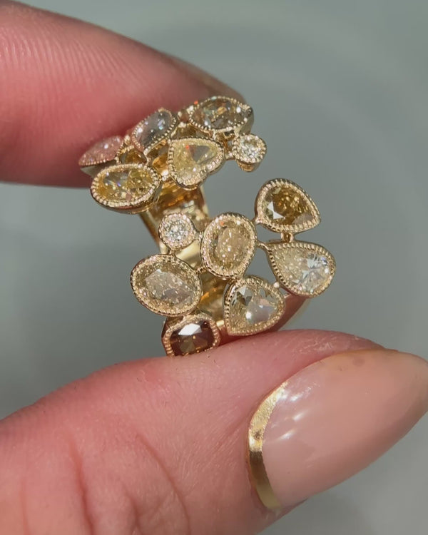 Fancy colour diamond wide band ring