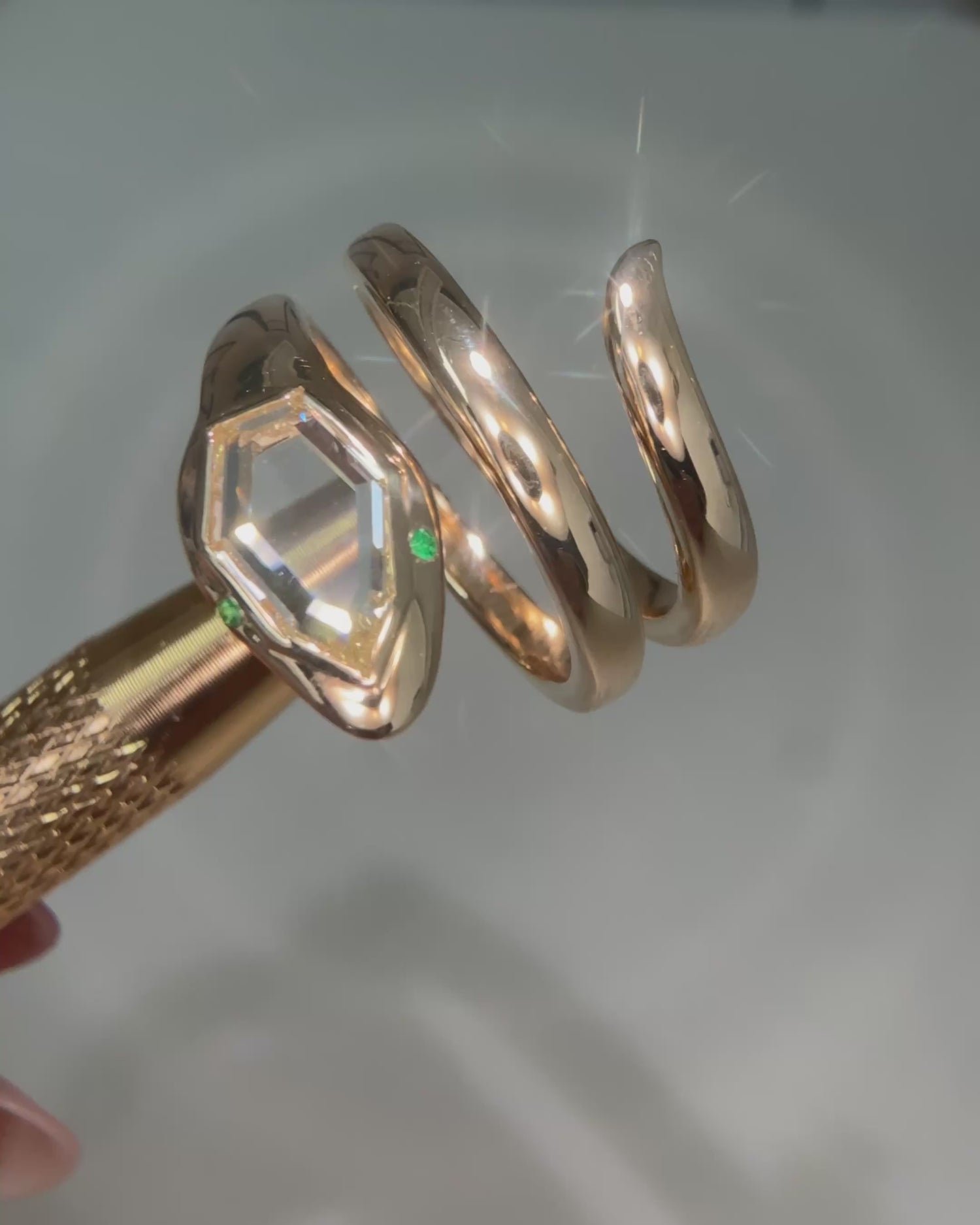 Portrait Cut Diamond Snake ring