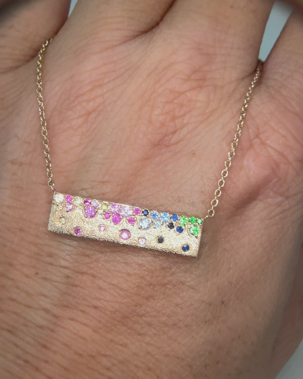 Multi Coloured Sapphire Disc Pendant
