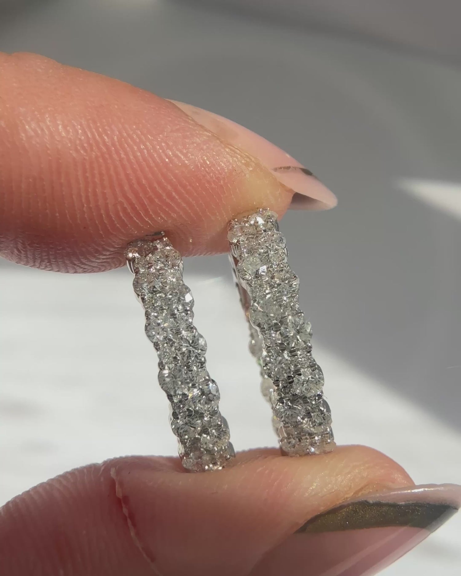 Round Brilliant Cut Diamond Hoop Earrings