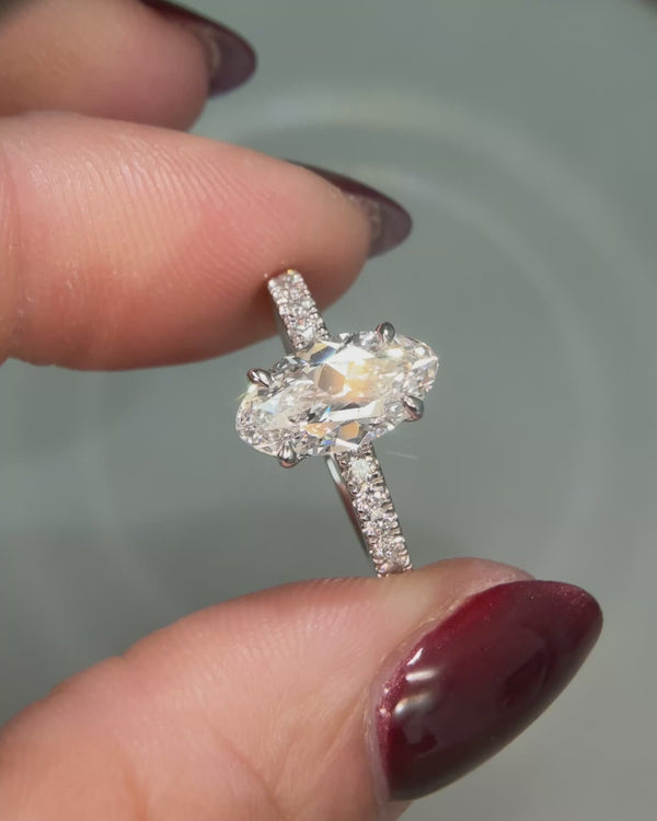 Lab grown moval cut diamond ring
