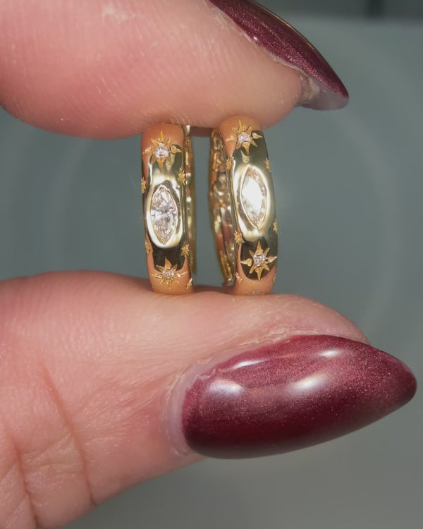 Star Diamond Hoop Earrings