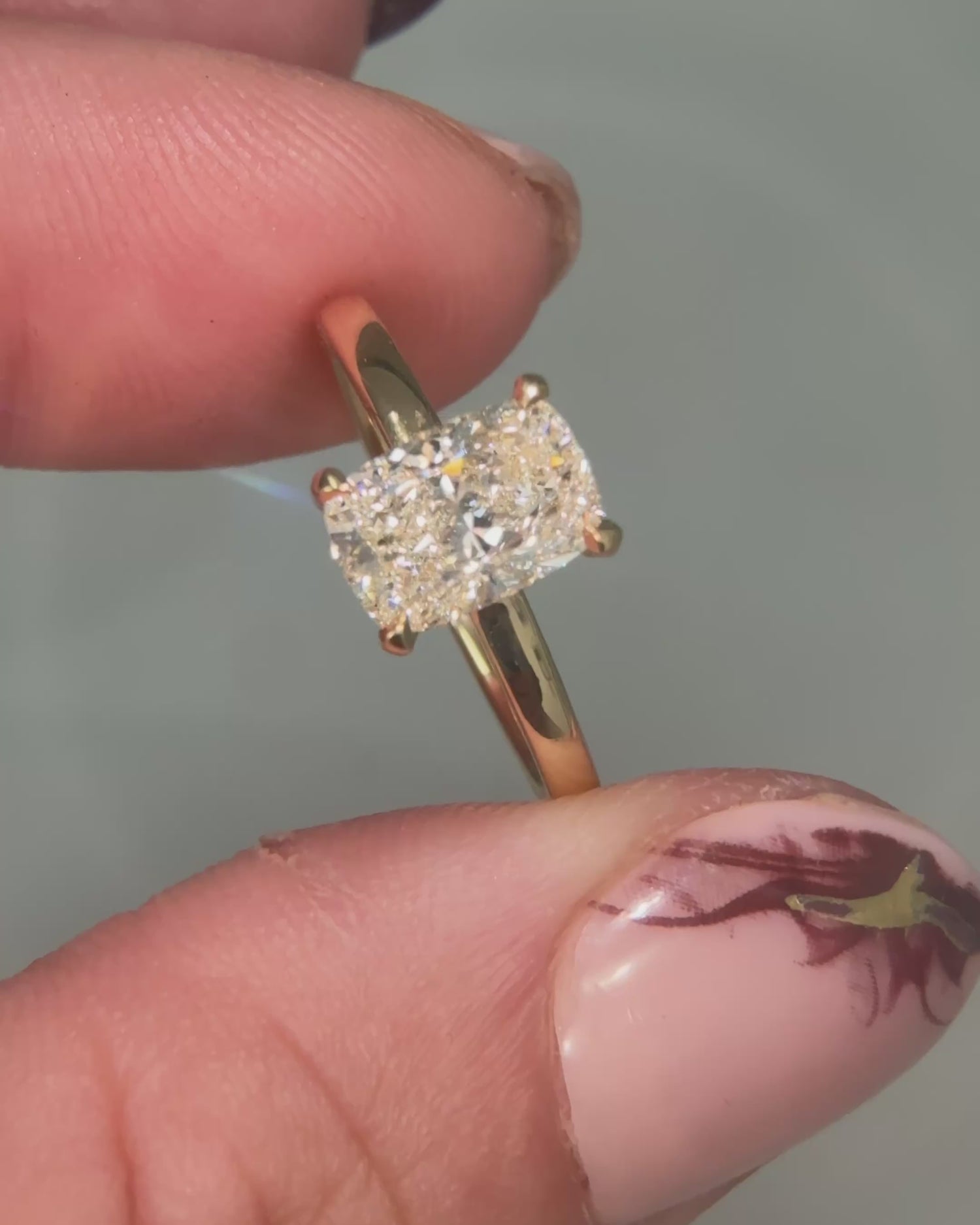 Elongated Cushion Cut Diamond Collette Ring