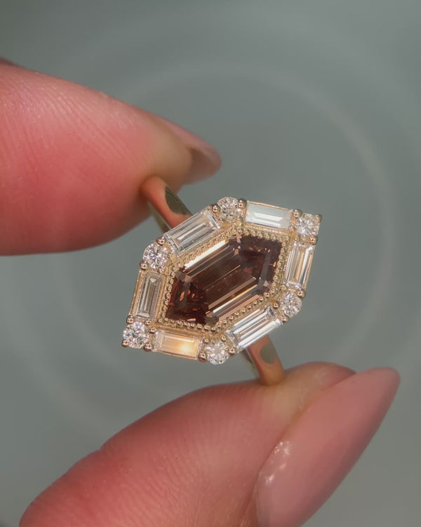 Lab Grown Fancy Brown Art Deco Cluster Ring