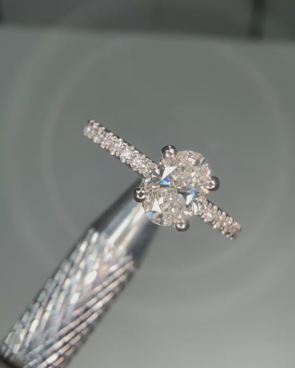 Platinum Oval Cut Diamond Piper Ring