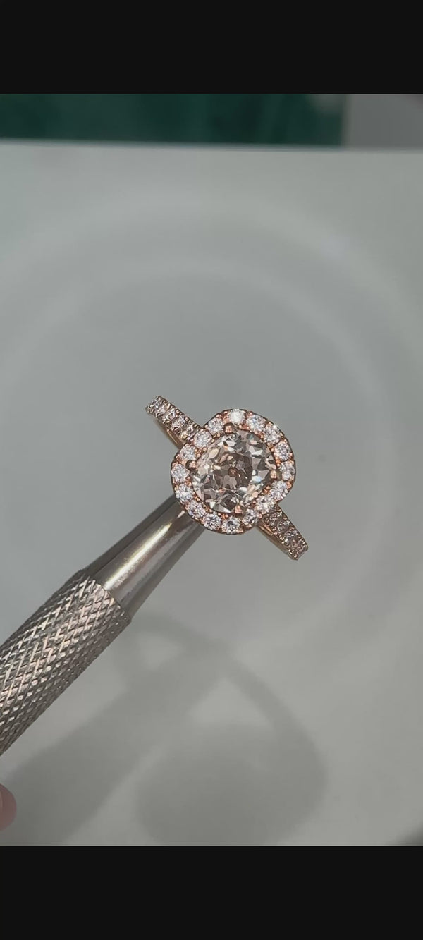 Old Mine Cushion Cut Diamond Vintage Halo Ring