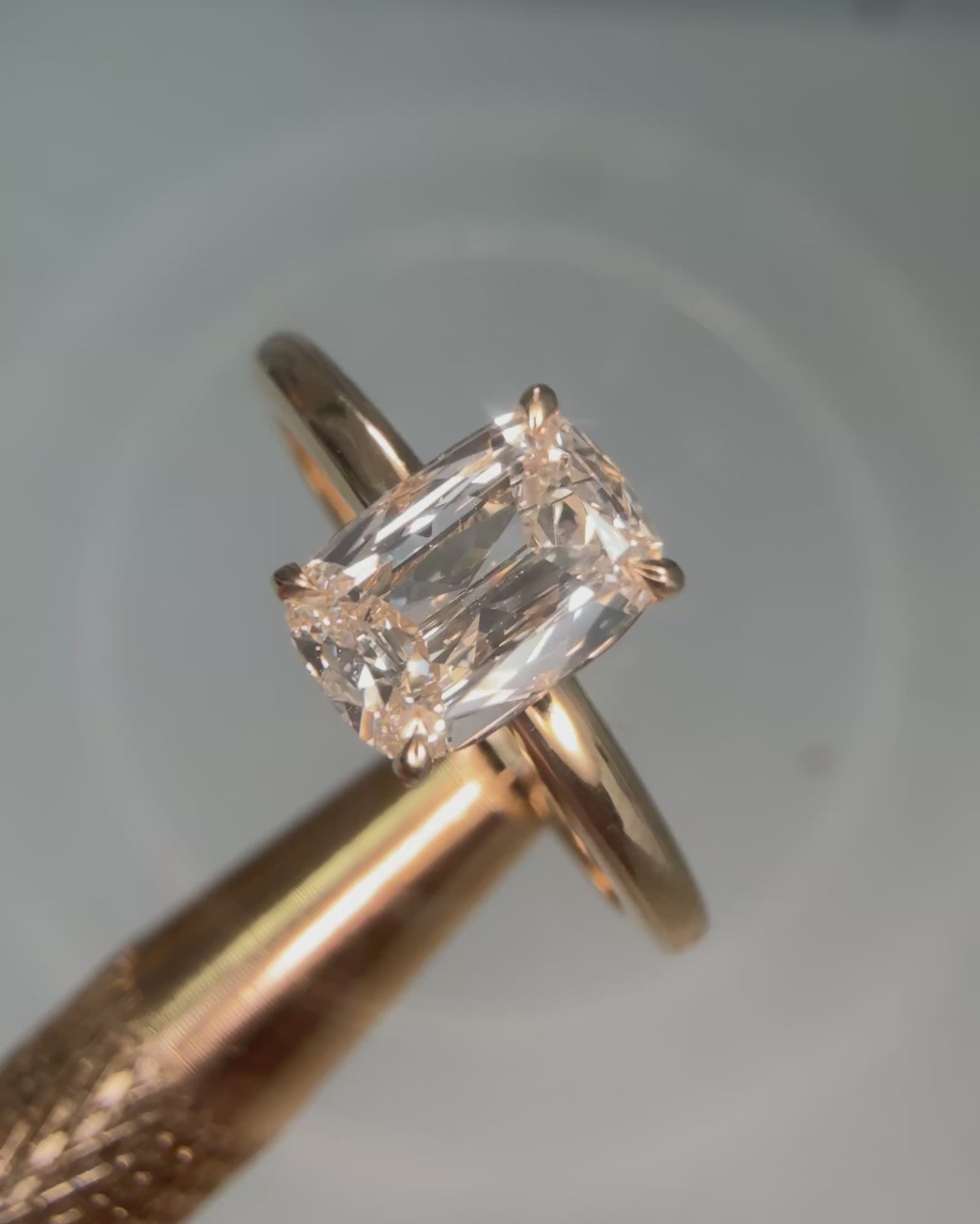 Antique Cushion Cut Diamond Solitaire Ring