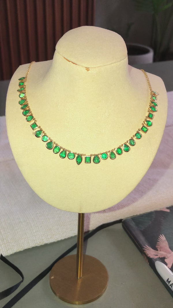 Mixed Cut Emerald Collar Necklace