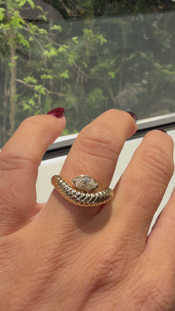 Marquise Cut Diamond Curved Rope Ring