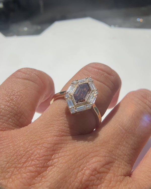 Lab Grown Fancy Brown Art Deco Cluster Ring