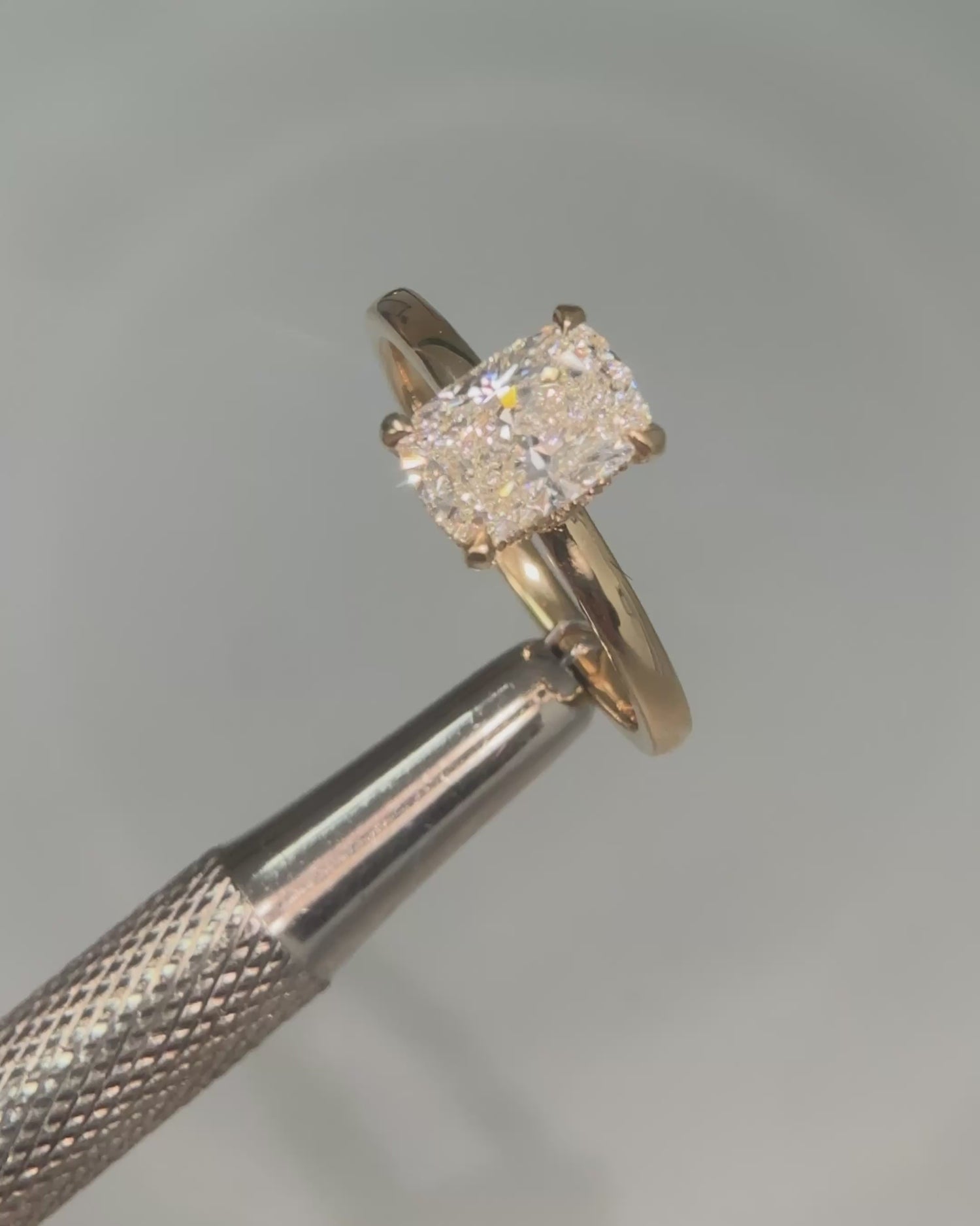 Elongated Cushion Cut Diamond Collette Ring