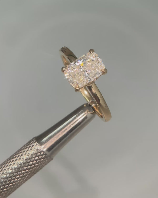 Elongated Cushion Cut Diamond Collette Ring