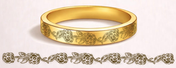 Floral engraved rose diamond band
