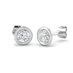 Round brilliant cut diamond bezel stud earrings