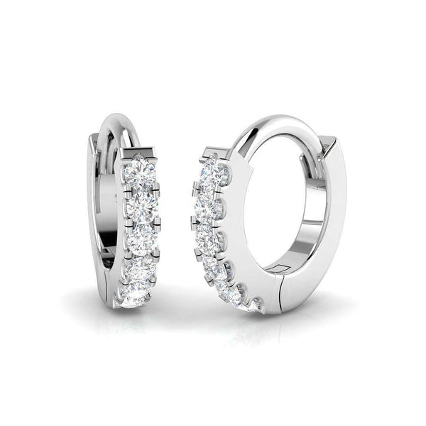 Round brilliant cut diamond huggie hoop earrings