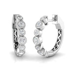 Round brilliant cut diamond bezel hoop earrings
