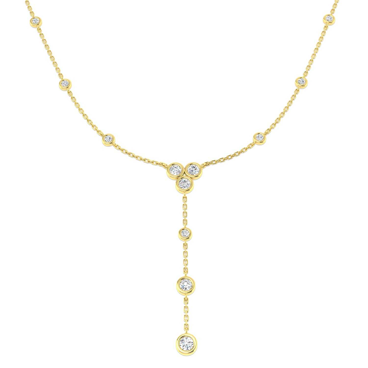Round brilliant diamond lariat necklace