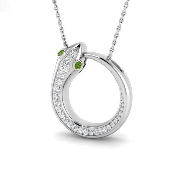 Serpent diamond circle pendant necklace
