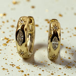 Star diamond hoop earrings