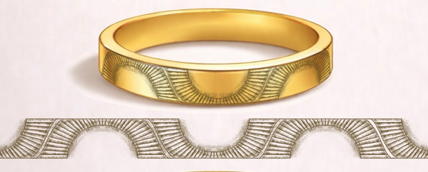 Sun engraved wedding band