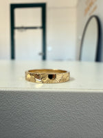 Sun engraved wedding band