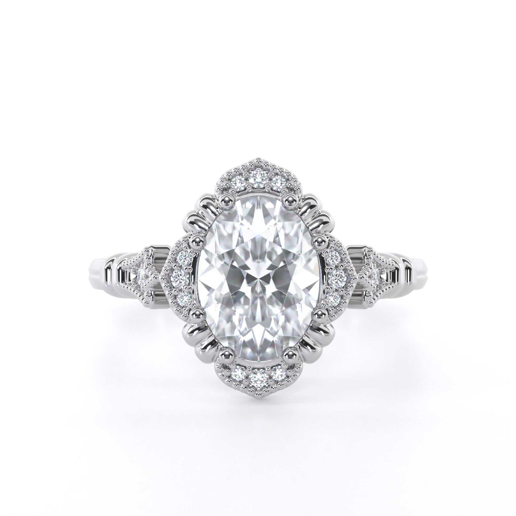 Vintage oval diamond engagement ring