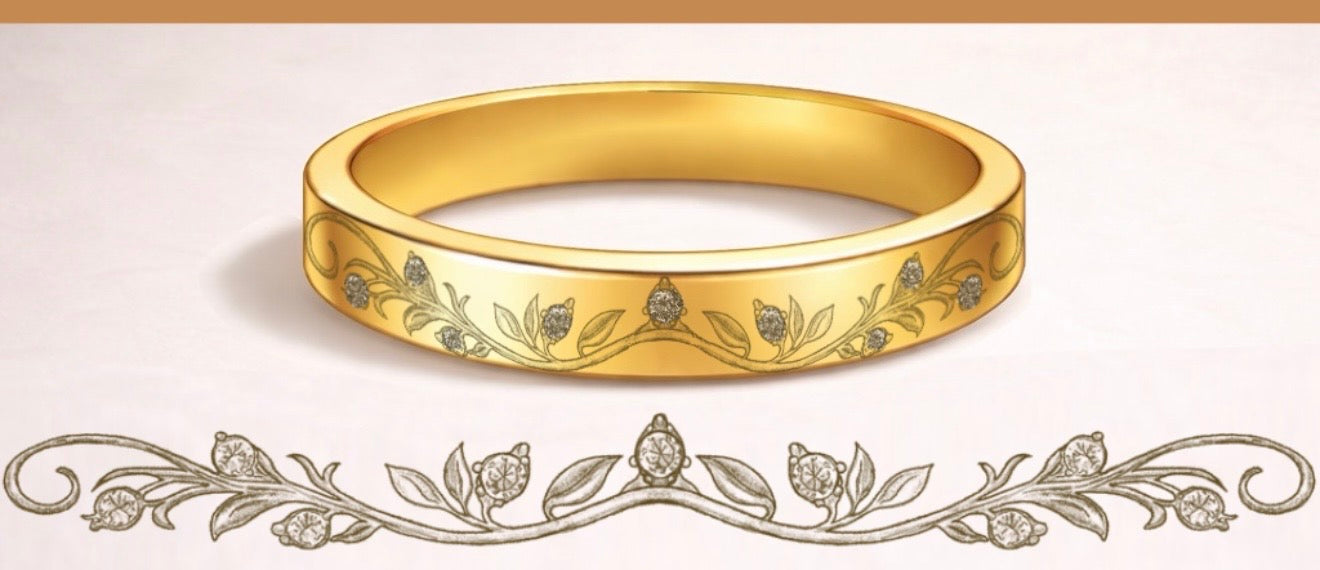 Vine engraved wedding band